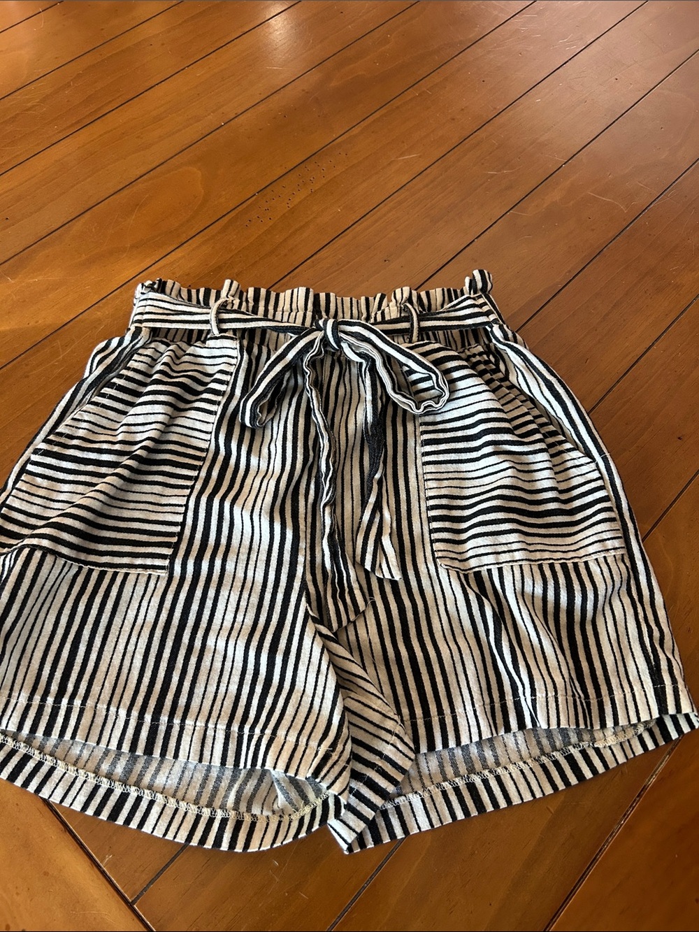 Potter’s Pot Striped Paperbag Waist Shorts Medium
